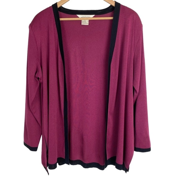 Misook Tops - Exclusively Misook Size Large Sweater Cardigan Slinky Knit Raspberry Pink Topper